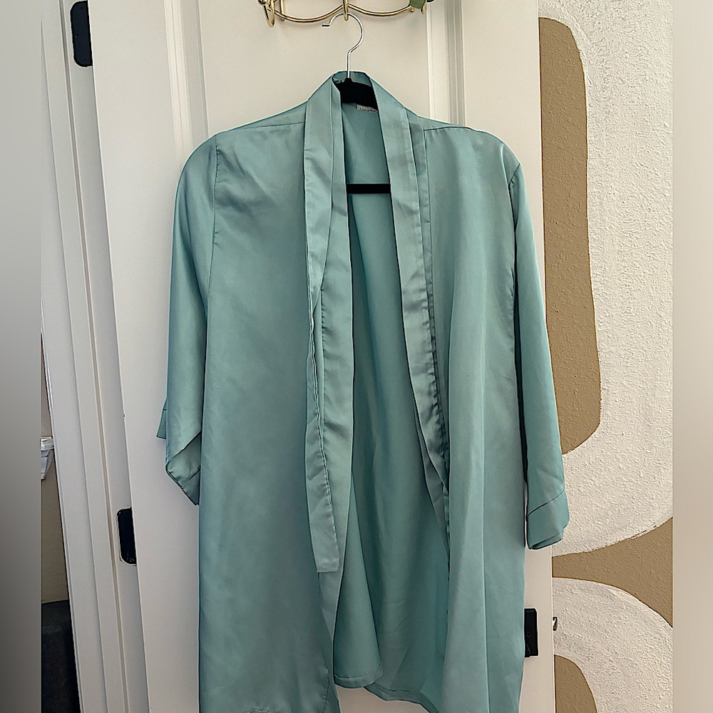 Turquoise silk robe